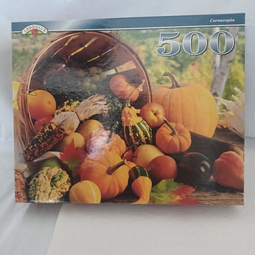 NWT Cornucopia Autumn Thanksgiving 500-Piece Puzzle Factory Sealed - Harvest